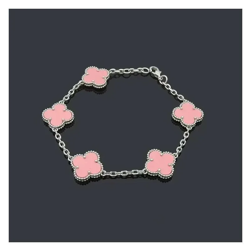 Logo engrave 5pc flower Bangles bracelets Factory 18K gold rose silver bracelet 316L Stainless Steel inlaid ceramic black white red green pink Love Jewelry