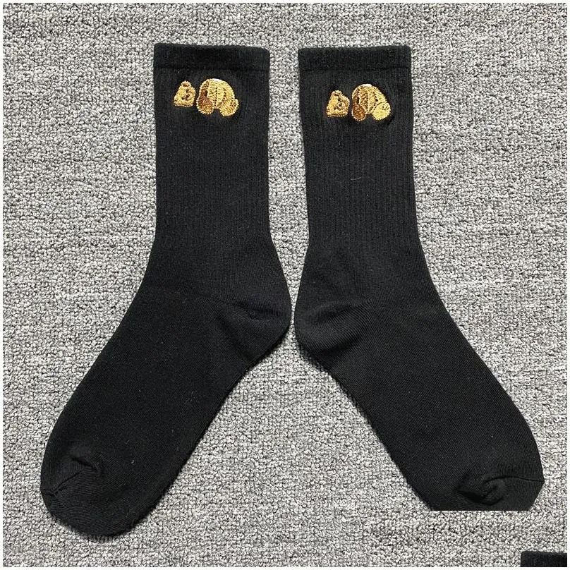 Men`S Socks Black And White Womens Cotton Socks Style Personalized Embroidery Broken Head Bear Online Fashion Sports Trendy Sock Drop Dhbek