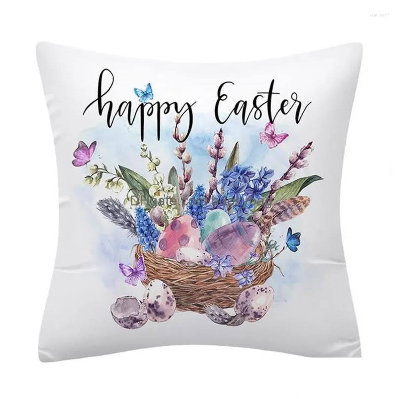 Cushion/Decorative Pillow Pillow Anti-Fading Easter Pillowcase Easy To Install Create Atmosphere Fashion Flower Art Design Case Drop D Dhnno