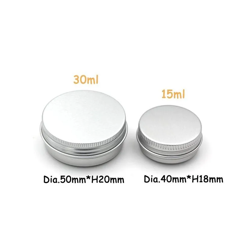 Packing Bottles Wholesale 15Ml Metal Aluminium Bottle Tins Lip Balm Containers Empty Jars Screw Top Tin Cans White Gold Drop Delivery Dhp5Z