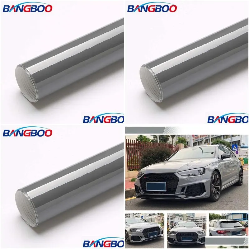 1.52*18m Air Bubble Free Glossy Crystal Nardo Gray Car Wraps Vinyl Film Ultra Glossy Grey Vinyl Wrap Foil Sticker