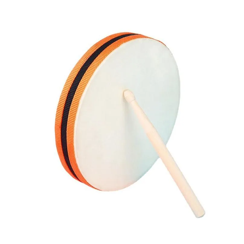 wholesale 20x20cm wood hand drum dual head with drum stick percussion musical educational toy instrument for ktv party kids toddler