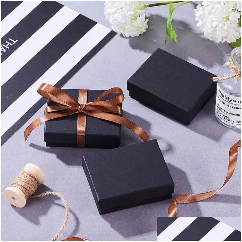 pandahall 1824 pcs/lot black square/rectangle cardboard jewelry set boxes ring gift boxes for jewellery packaging f80 220509