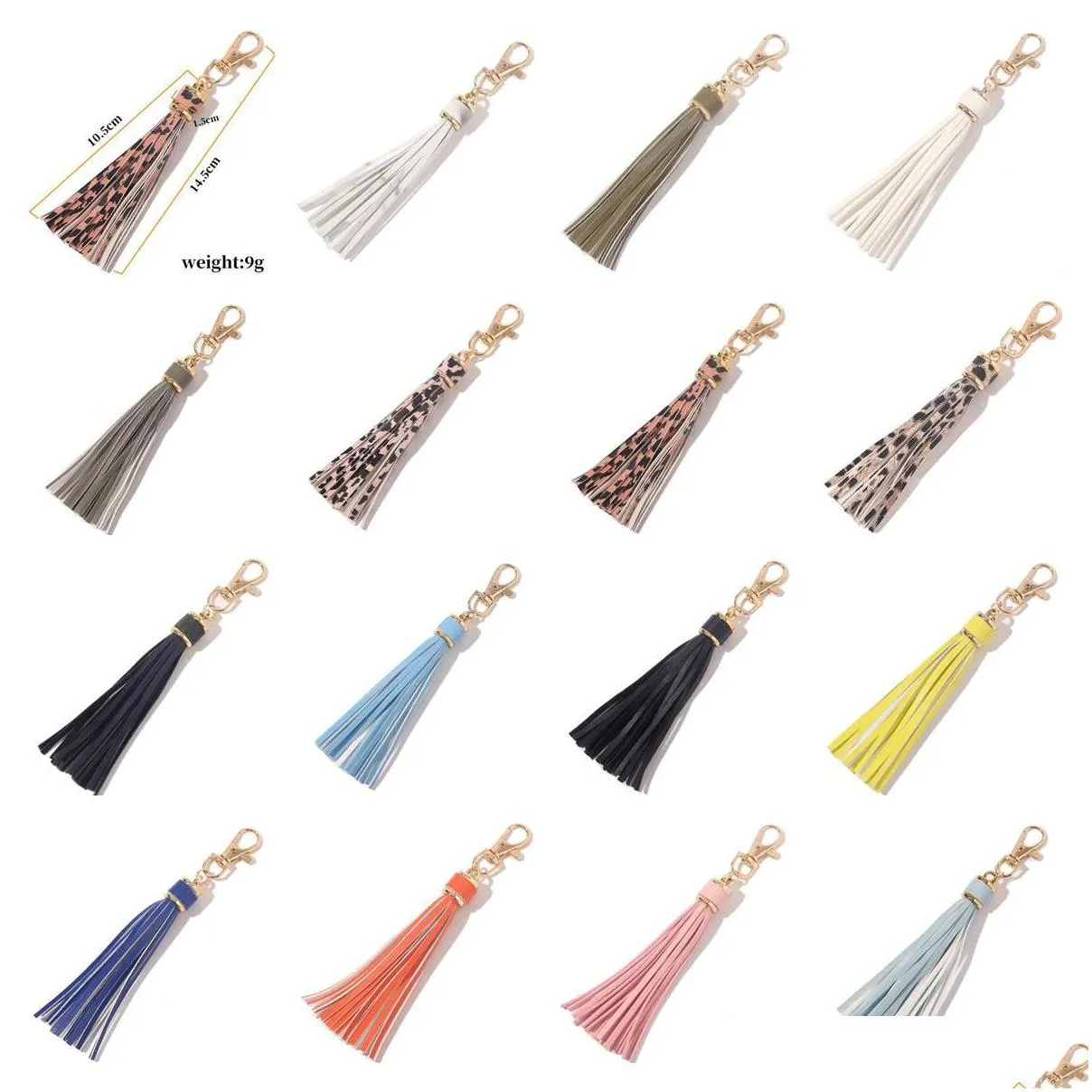 designer fashion tassel key chain women cute fringe bag accessory pu leather tassels car ring diy