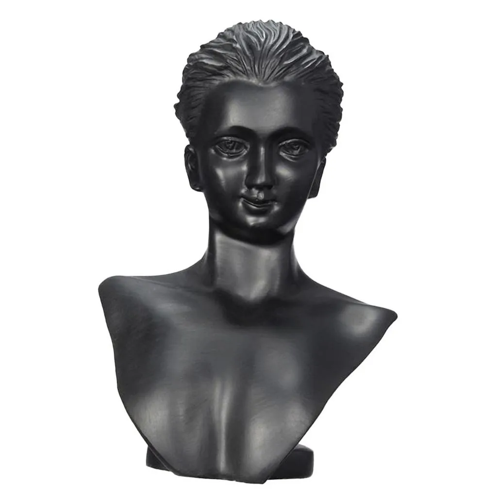 boutique counter black resin lady figure mannequin display bust stand jewelry rack for necklace pendant earrings mx200810