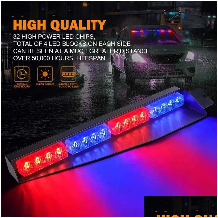 Travel Roadway Product Visor Strobe LED Light Bar Interior Windshield Sunvisor Lamp Emergency Warning Flashing Lights for Voluntee251K