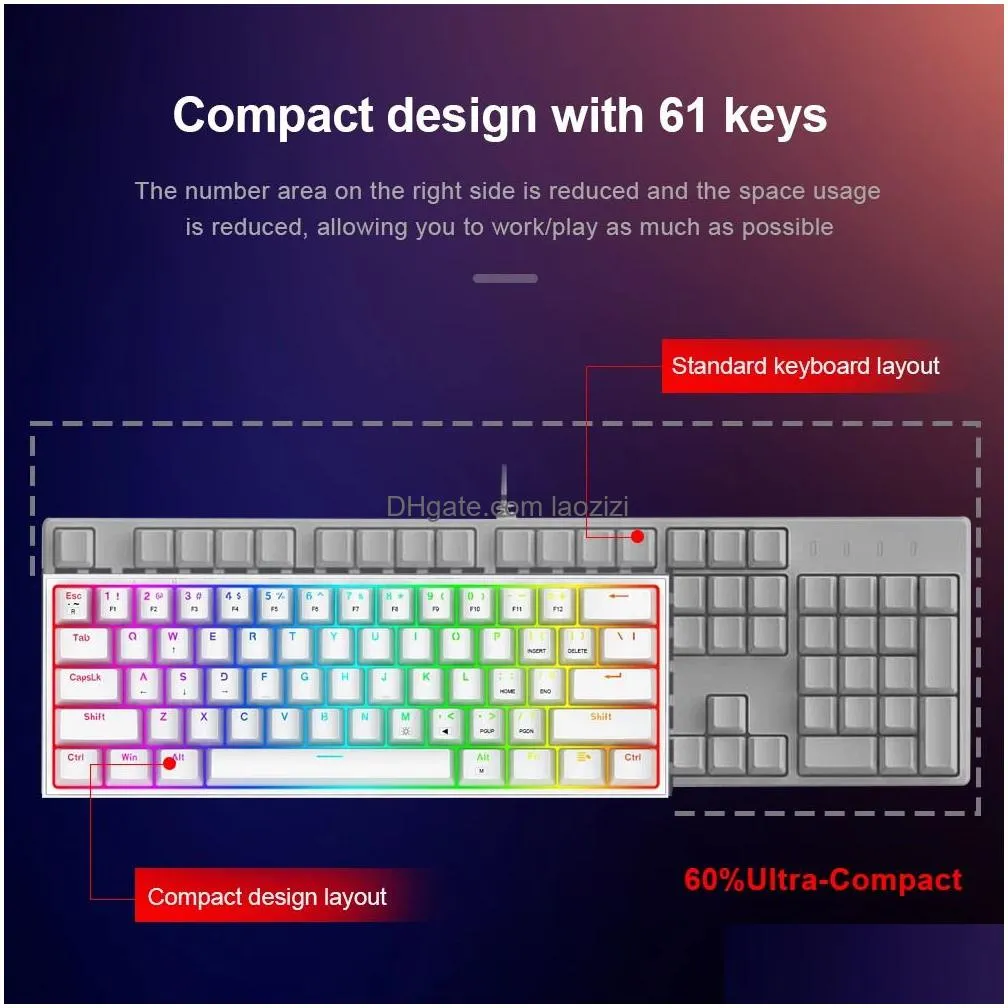 Fizzing Computer Redragon Fizz K617 RGB Mechanical Gaming Tastatur 61 Taste Mini Kabel ...