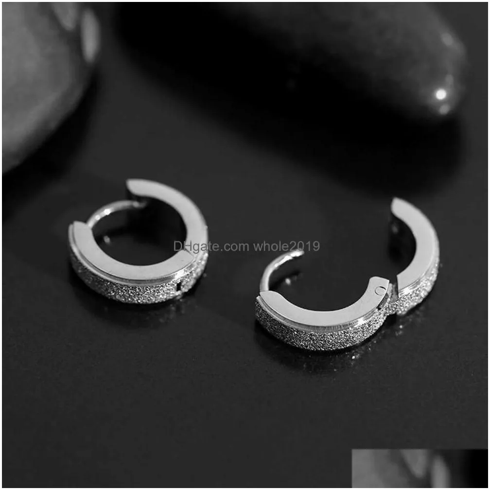 Stud Trendy Titanium Steel Colorless Versatile Circled Male Style American Earrings Dominant Advanced And Cool Drop Delivery Jewelry E Dhxrm