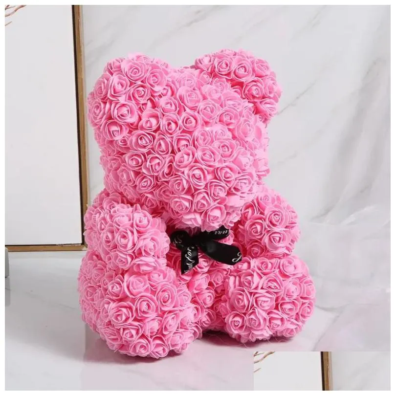 rose bears valentines day decor gifts rose flower bear teddy bear with box gifts for girlfriend anniversary birthday gift for mom