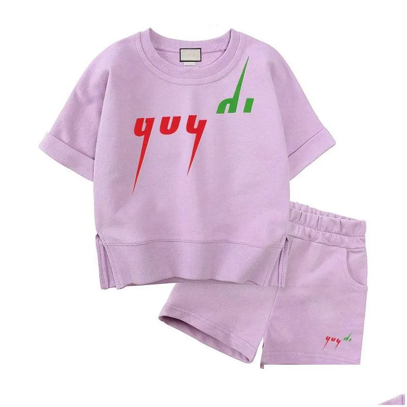 Clothing Sets 3 Styles Luxury Logo Clothing Sets Kids Clothes Suits Girl Boy Summer Infantis Baby Designer Chlidren Drop Delivery Baby Dhthq