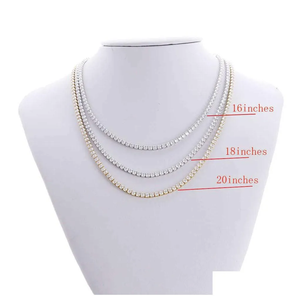 Pendant Necklaces Hiphop 18K Gold Iced Out Diamond Chain Necklace Cz Tennis For Men And Drop Delivery Jewelry Necklaces Pendants Dhfzq