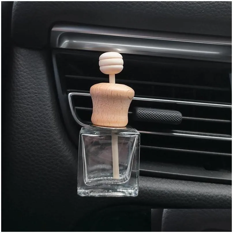 car perfume bottles empty with clip wood stick essential oils diffusers air conditioner vent clips automobile air freshener glass bottle cars