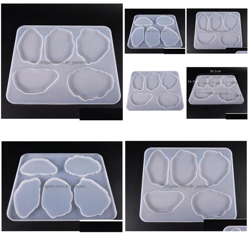 Molds Agate Coaster Molds Sile Resin Mods 5 Cavity Flexible Translucence Uv Mold Diy Table Decoration Making Drop Delivery J Dhgarden Dhhip