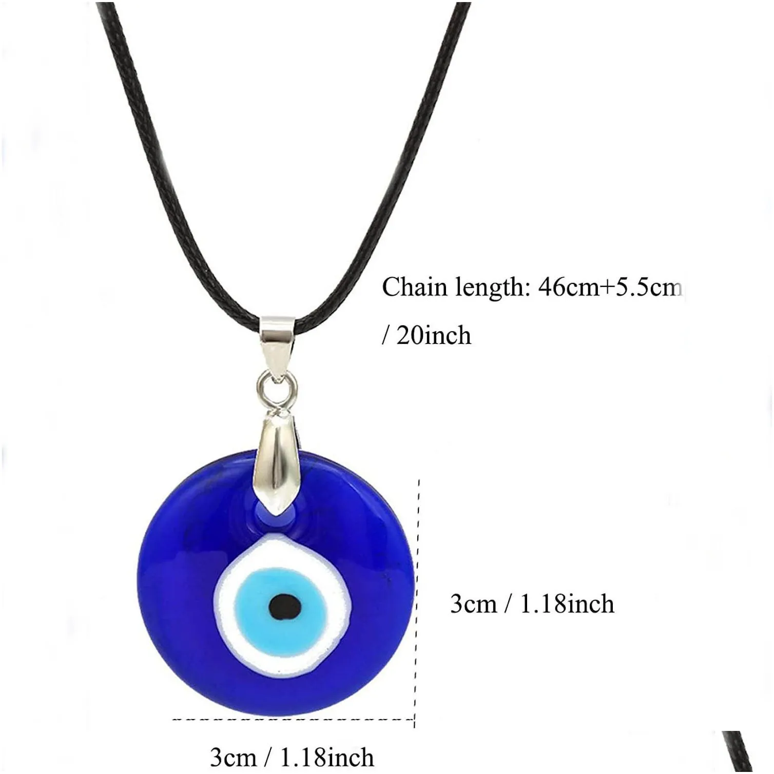 Pendant Necklaces 30Mm Coloured Glaze Blue Evil Eye Necklaces Fashion Lucky Turkish Key Necklace For Friend Jewelry Gift Drop Delivery Dhx65