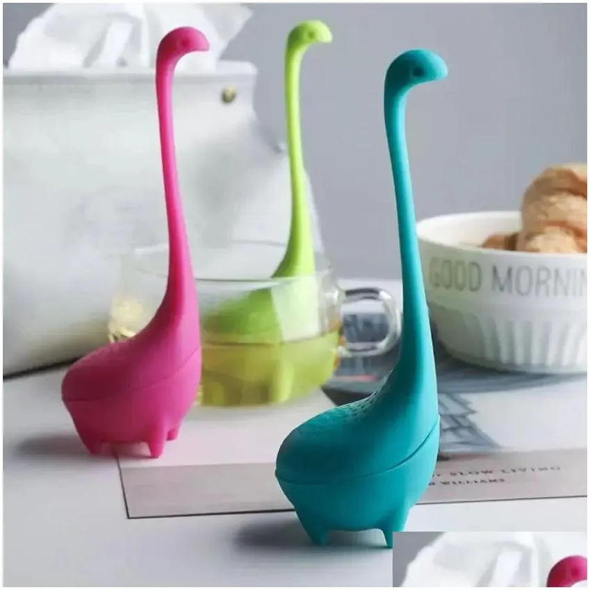 loch ness monster tea strainer infuser silicone cute cartoon tea strainer fda lfgb standard loose leaf filter teaware tool fy3864