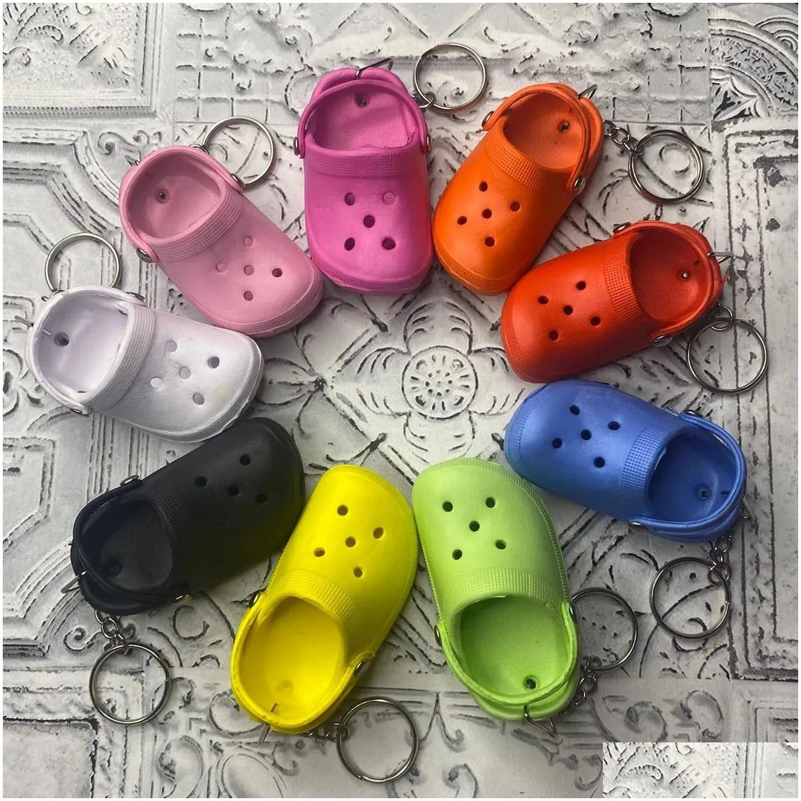 Shoe Parts & Accessories Clog Mini Keychain Trendy Smoll Inspired Keyring Cute Rubber Shoe Keychains Drop Delivery Shoes Accessories Dhwrv
