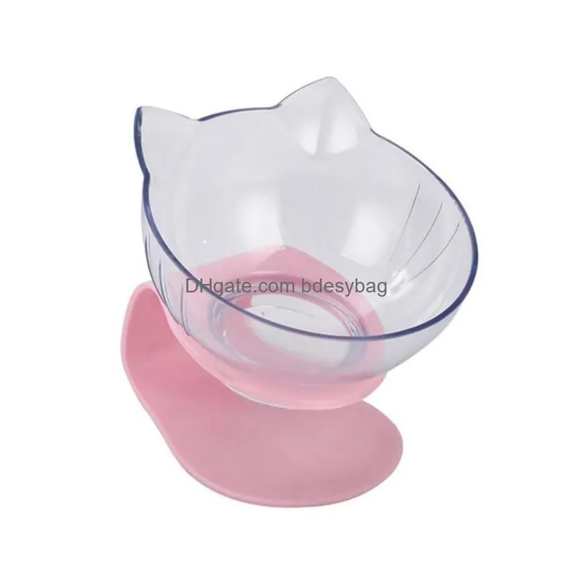 Cat Bowls & Feeders Cat Bowls Double Transparent Dog Pet Non-Slip Raised Stand Single Water Feeder Puppy Elevated Feeding Food Dish Ki Dheoe