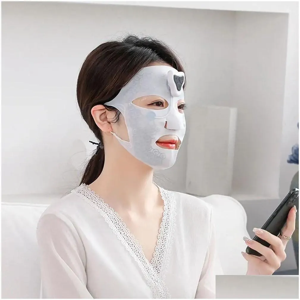 Face Care Devices Electronic Mask Charging Massage Device Soft Gel Wrinkle Anti Moisturizing Beauty Massager O5L8 231128