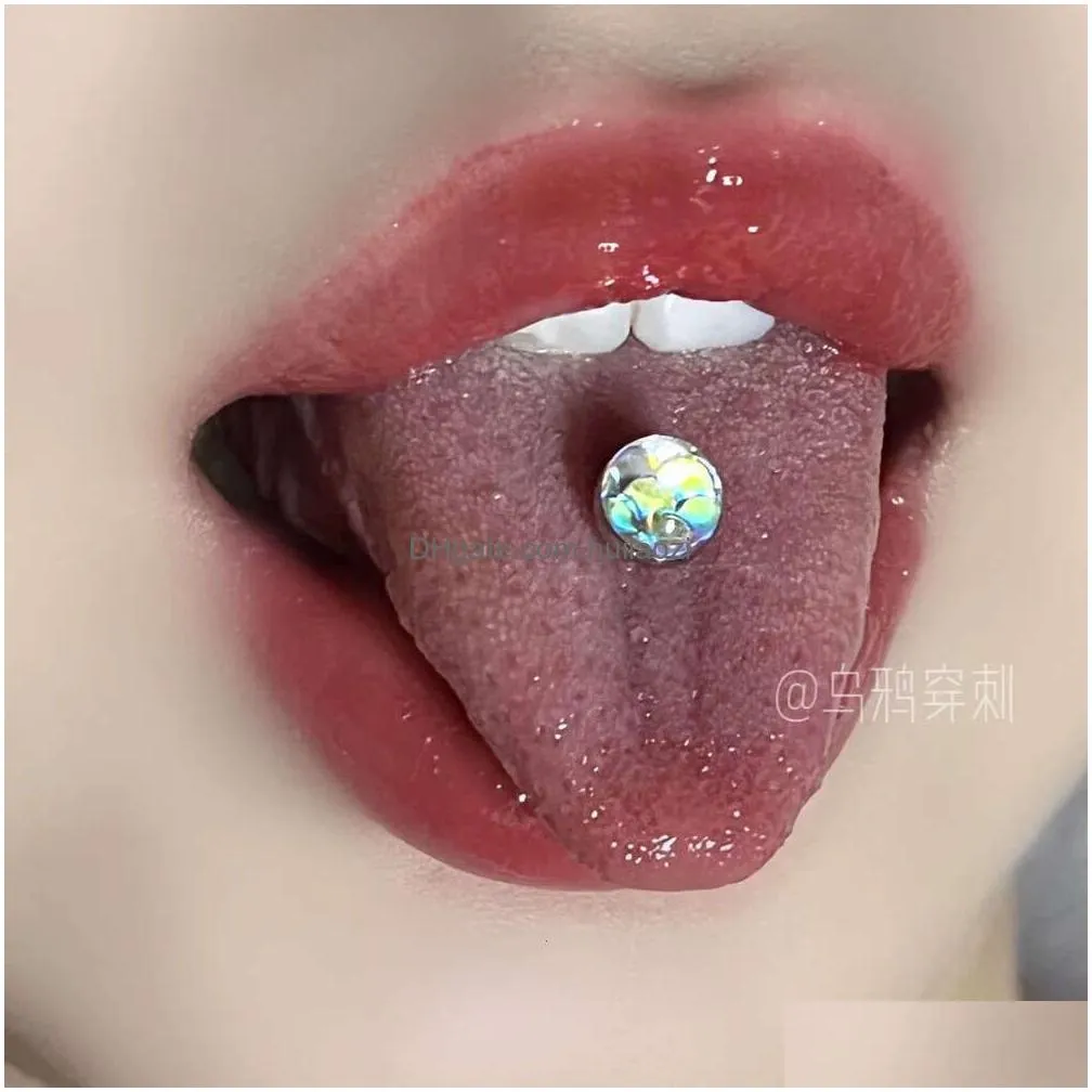 strongly recommend the 14g personalized spicy girl sweet cool egg white stone flat bottom tongue nail niche and non collision style
