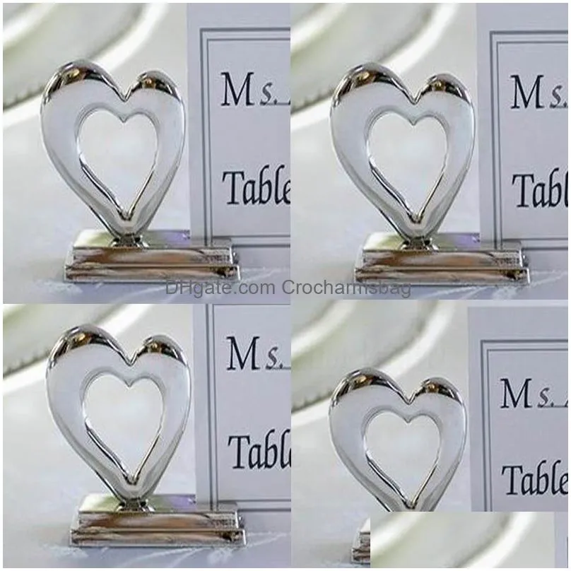 Other Event & Party Supplies 100Pcs Fashion Love Heart Place Card Holder Placecard Holders Sier Wedding Favor Gift Party Decoration It Dhwbl