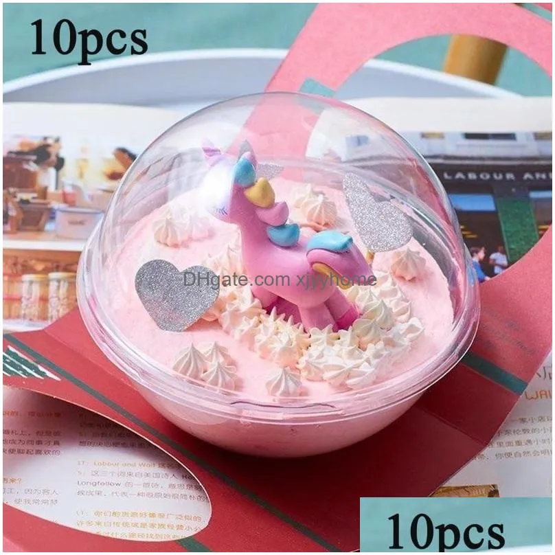 Gift Wrap 10Pcs Transparent Open Plastic Clear Present Box Decoration Cake Container Portable Mousse Ball Round8728128 Drop Delivery Dh2Xi
