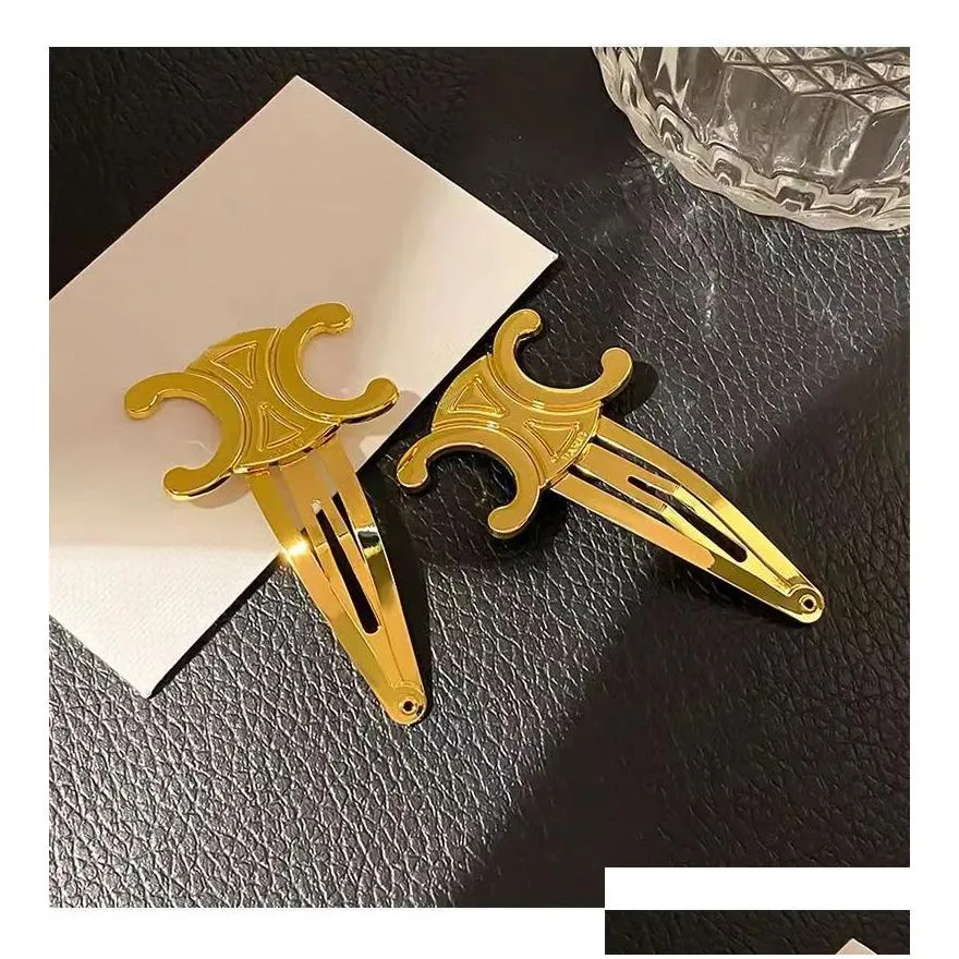 Hair Clips & Barrettes Hair Clips Barrettes 2023 New Fashion 18K Gold Designer Classic Girls Jewelry Accessories Drop Delivery Jewelr Otpeh