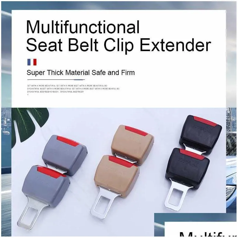 2 Pcs 3 Color Car Seat Belt Clip Extender Safety Seatbelt Lock Buckle Plug Thick Insert Socket