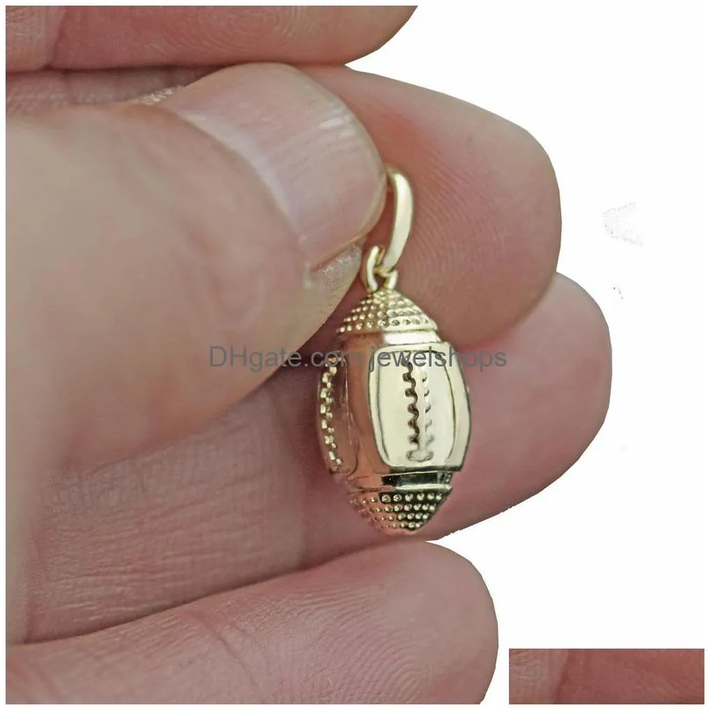 Pendant Necklaces 18K Gold American Football Sports Necklaces For Women Rugby Shape Pendant Chains Fashion Lovers Jewelry Gift Drop De Dh4Wt