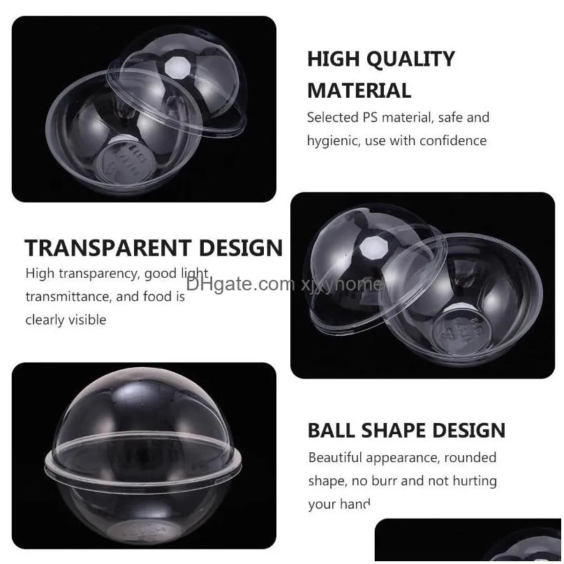 Gift Wrap 10Pcs Transparent Open Plastic Clear Present Box Decoration Cake Container Portable Mousse Ball Round8728128 Drop Delivery Dh2Xi