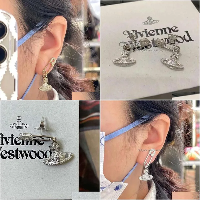 Stud Empress Dowager Dowagers Pins Viviene Westwood Earrings Womens Classic Series Temperament Long Drop Delivery Jewelry Earrings Dhsli