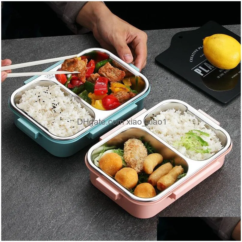 304 stainless steel lunch box for kid bento box for student food container with tableware lunch bag kitchen