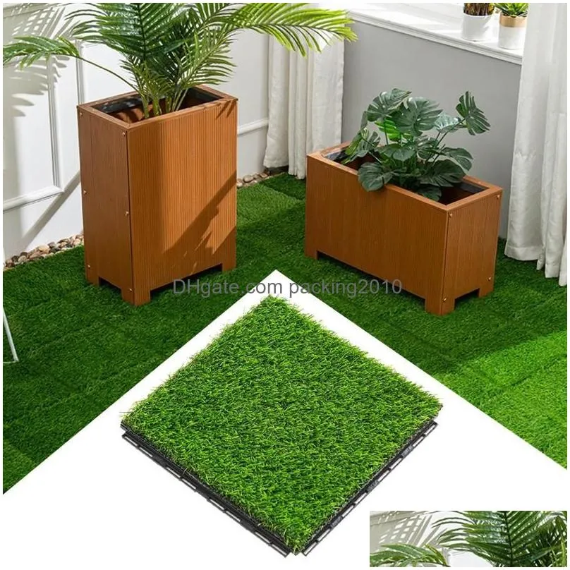 Decorative Flowers & Wreaths Decorative Flowers Simation Artificial Grass Square Draining Floor Mat Turf Rug Realistic For Outdoor Flo Dhygo