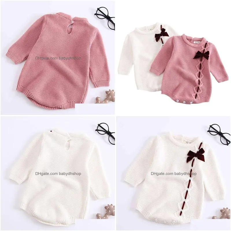 0-3 yrs knitted autumn born long-sleeve knit infant romper jumpsuits baby girls clothes 210417