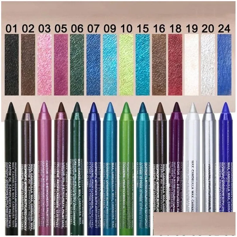Other Health & Beauty Items 14 Colors Long-Lasting Eye Liner Pencil Waterproof Pigment Blue Brown Black Eyeiner Pen Women Fashion Colo Dhzev