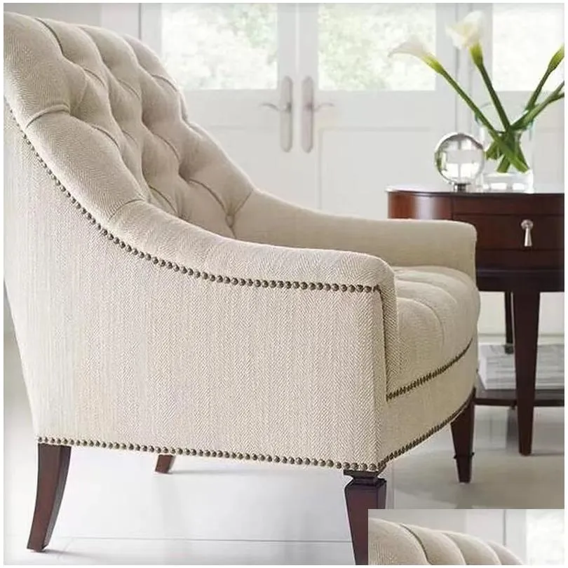 Living room furniture Single sofas Double armrest Natural linen is comfortable and breathable Sizes and colors can be customized