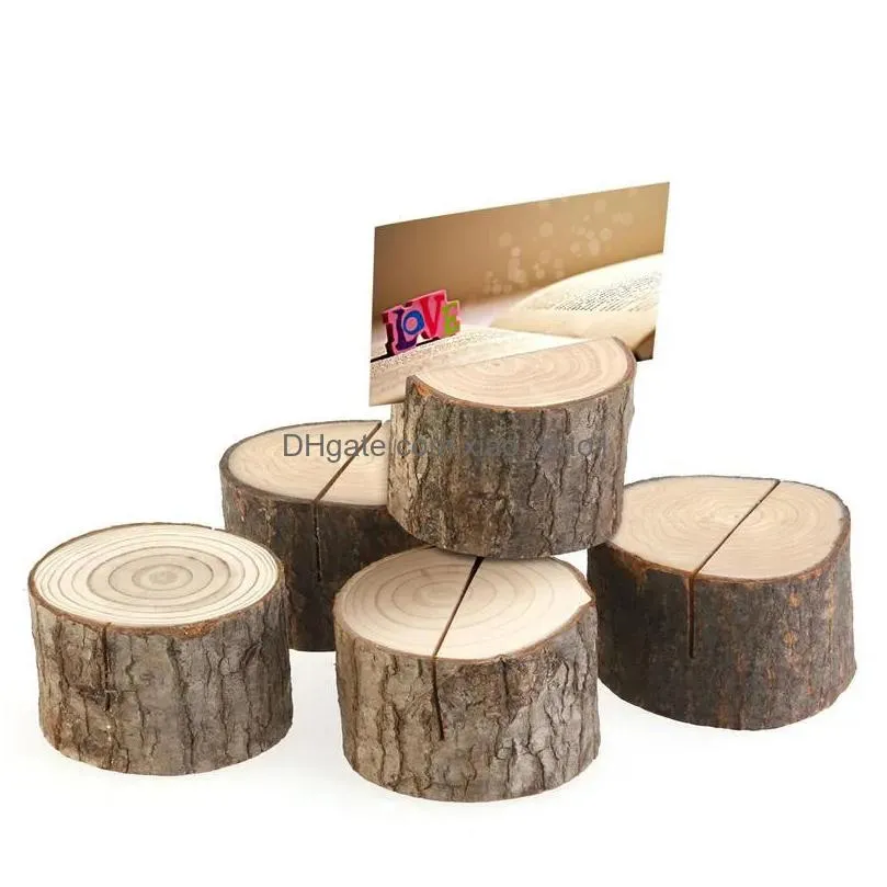 wooden name place card p o menu holder table natural tree stump number clip for wedding christmas party decoration