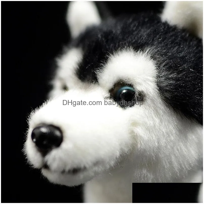 25cm siberian husky dog plush toy w/ brown/blue eyes lifelike alaskan malamute stuffed animal toys christmas gifts 201212