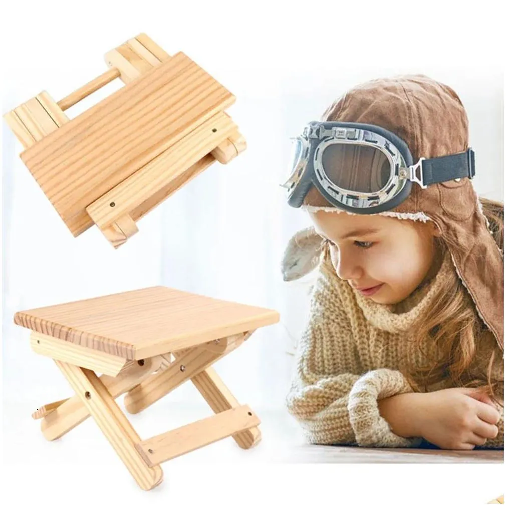 Baby Chairs 1pc Wooden Foldable Taboret Wooden Folding Stool Outdoor Fishing Chair Small Stool for Outdoor and Indoor Use Light Yellow