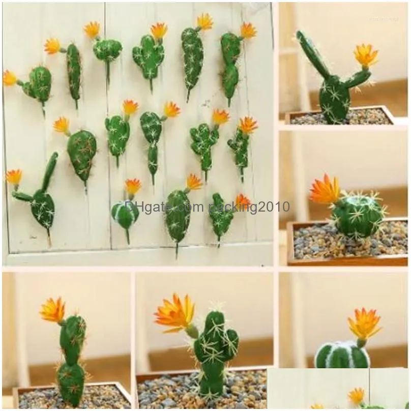 Decorative Flowers & Wreaths Decorative Flowers Artificial Plastic Cactus Succents Prickly Pear Potted Plant No Pot Eco-Friendly Simat Dhygf