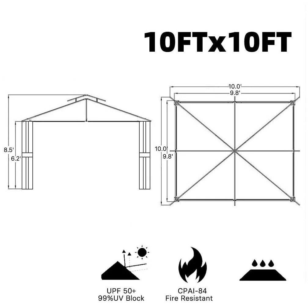 10x10 Ft Patio Gazebo Outdoor Instant Canopy