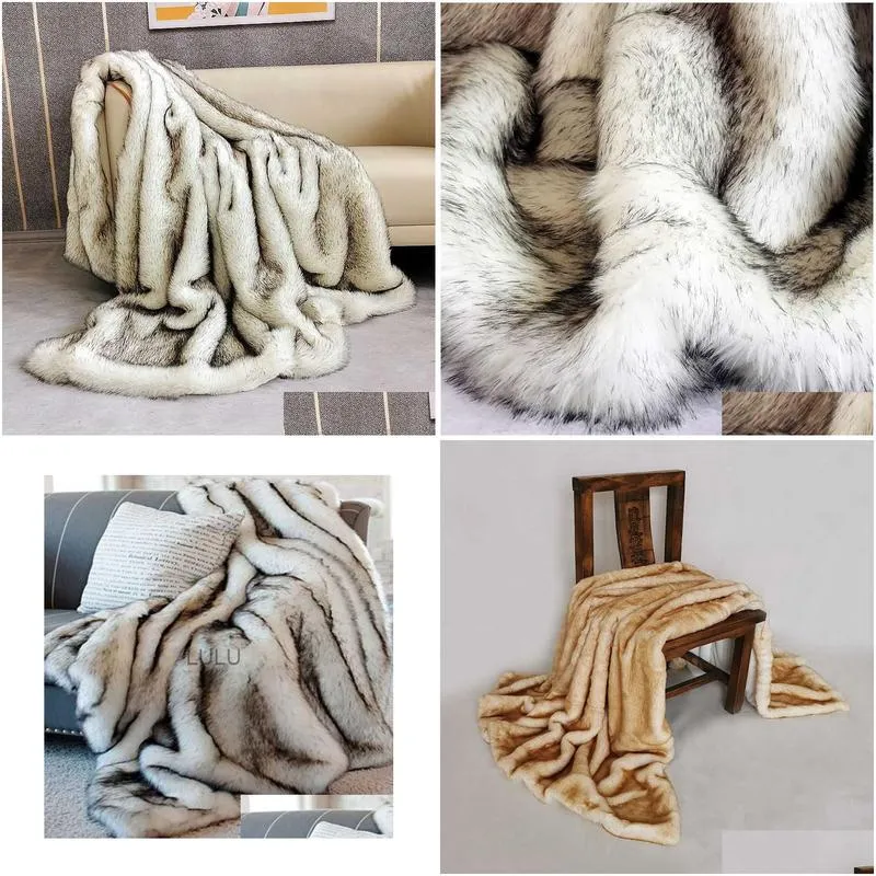 blankets faux fur blanket high-end imitation rabbit fur bedding blanket bed plaid sofa cover home decor blankets for living room bedroom