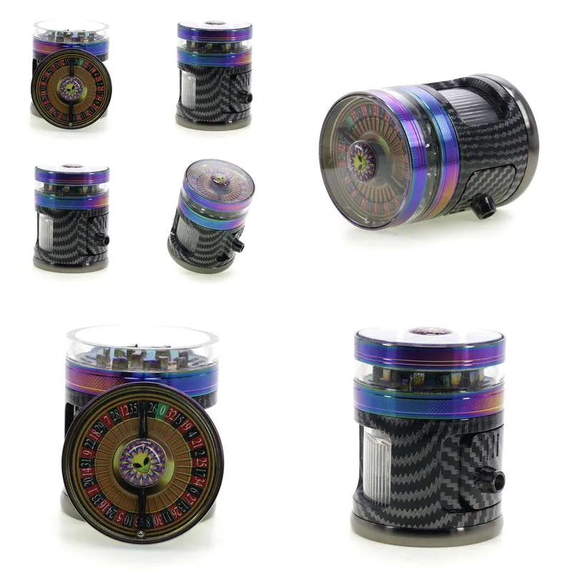 Herb Grinder Smoke Shop Russian Wheel Disk 4 Layer Large Capacity With Lamp Openings Open Holes Creative Fun Cigarette Lighter Drop De Dhcdh