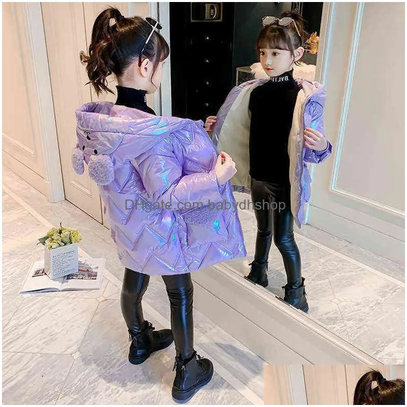 childrens winter down cotton jacket for girls waterproof coat thicken snowsuit kids clothes waterproof parka 3-14 year 211111