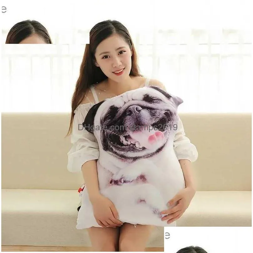 pillow throw realistic animal cute curved dog print throw funny dog head cosplay kids favorite household toy cushionl231017