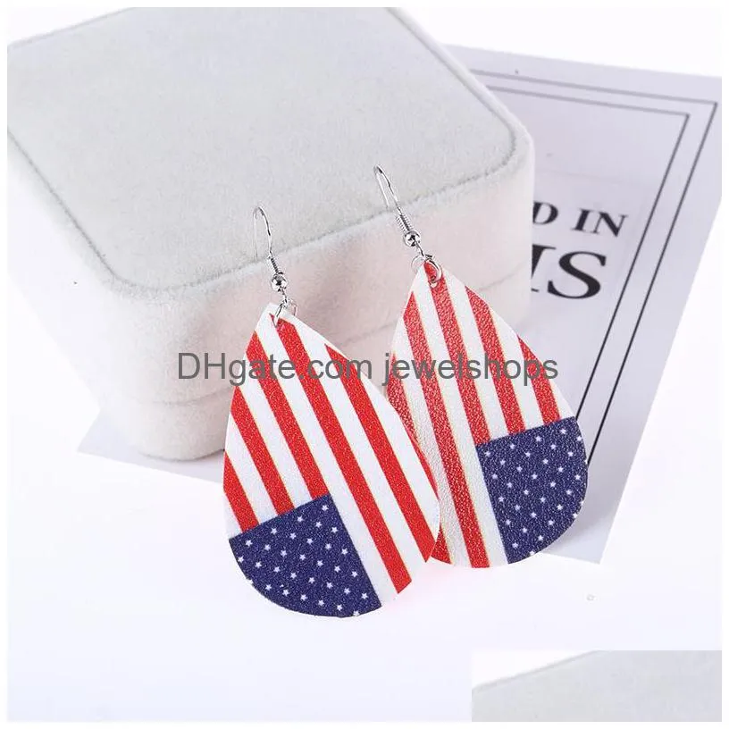 Dangle & Chandelier Handmade Teardrop Leather Earrings American Flag Football Softball Baseball Basketball Soccer Sports Dangle For D Dhoij