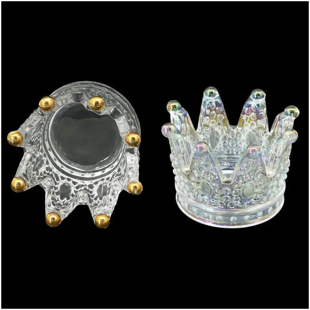 Ashtrays Crown Glass Ash Tray Transparent For Cigarette Tobacco Smoke Shop 50X60 Mm With Holder Accessory Wholesale Dab Drop Delivery Dhe0D