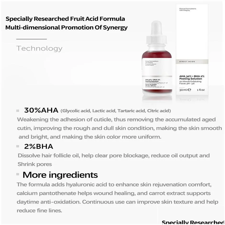 Other Health & Beauty Items Creams Ordinary Skin Care Serum Original Acid 2 B5 10 Solution Aha 30 Bha Products22348834560High Quality Dhh1M