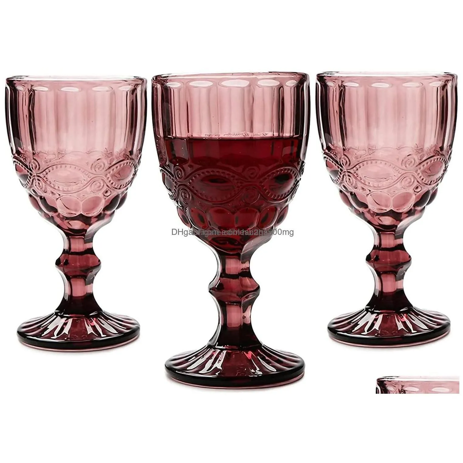 wine glasses colored water goblets 10 oz party red glass for juice drinking embossed design drop delivery home garden kitche kitchen d