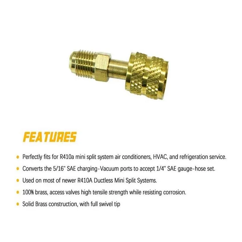 Pneumatic Tools -R410A Refrigeration Charging Adapter 5/16 SAE F Quick Couplers To 1/4 M Flare SAEPneumatic