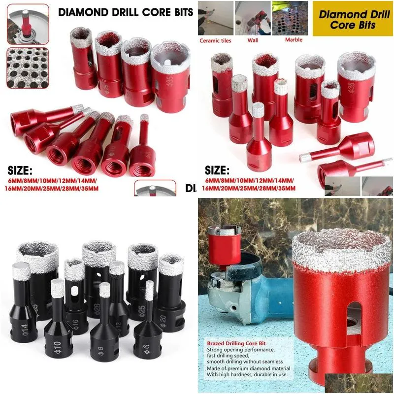 Professional Drill Bits 6mm-35mm Diamond Dry Bit M14 Thread Core Vacuum Braze Drilling Ceramic Granite Marble Tile Hole Saw